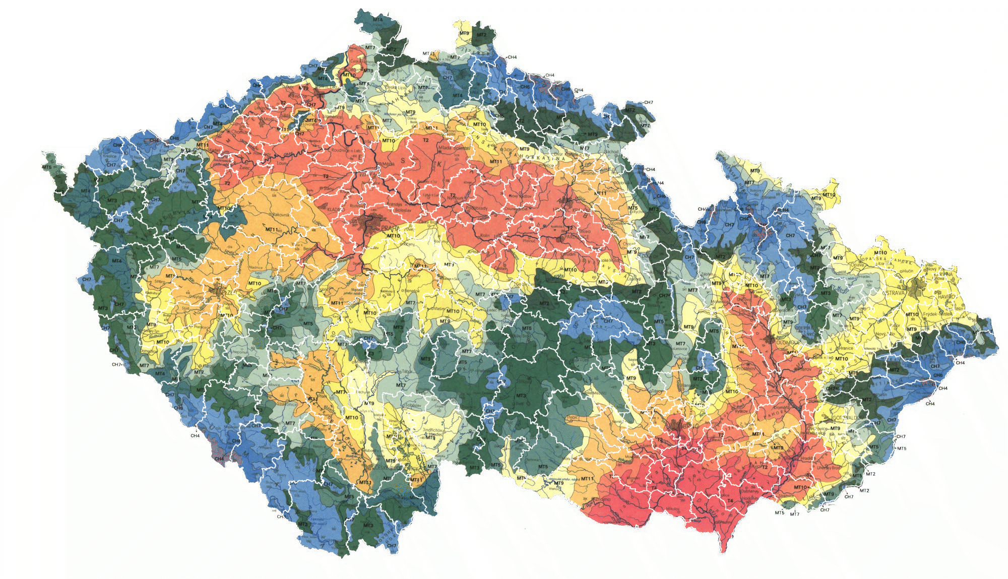 Zdroj: Quitt, E. (1971): Klimatické oblasti Československa, (data: Geografický ústav ČSAV, AOPK ČR)